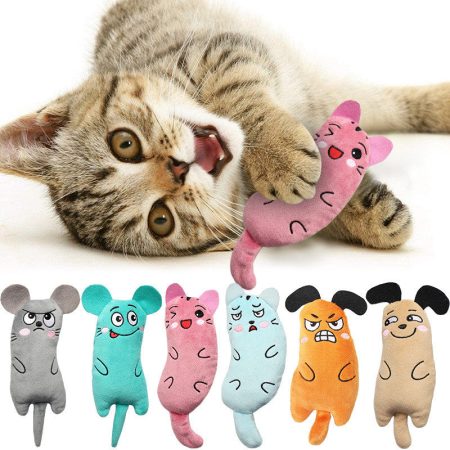 1pc Random Color Plush Cat Toy - Interactive Teeth Cleaning & Self-Entertaining Pet Toy for Small Breeds, No Battery Needed, Durable Soft Material for Indoor Play & Dental Hygiene, Cat Chew Toy, Playful Design, Petsafe Fabric, Playful Pets