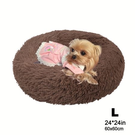 Donut Cuddler Bed - Calming, Warming, Cozy, Soft, Fluffy, Faux Fur Plush Cushion for Small, Medium, and Large Dogs and Cats (16"/20"/24"/28"/31"/39")