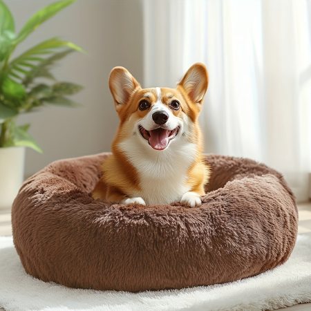 Soft Plush Round Pet Bed For Dogs, Dog Bed Warming Autumn Winter Indoor Sleeping Cozy Kennel