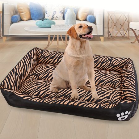 Plush Dog Bed for Small to Large Dogs - Rectangular Polyester Pet Bed with Paw Print Design, Soft & Comfortable Indoor/Outdoor Use, Multiple Sizes Available, Dog Bed for Small Dogs, Indoor Pet Furniture, Playful Pet Design, Durable Pet Bed